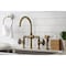 Kingston Brass KS2333RX Industrial Style Bridge Kitchen Faucet with Brass Sprayer, Antique Brass KS2333RX - alternate 4